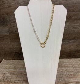 Gold Links w/Pearls Short Necklace