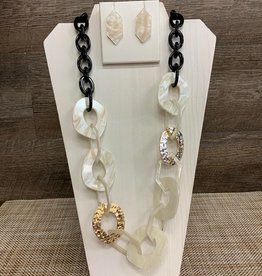 Necklace Long Beaded w/ Earring Set