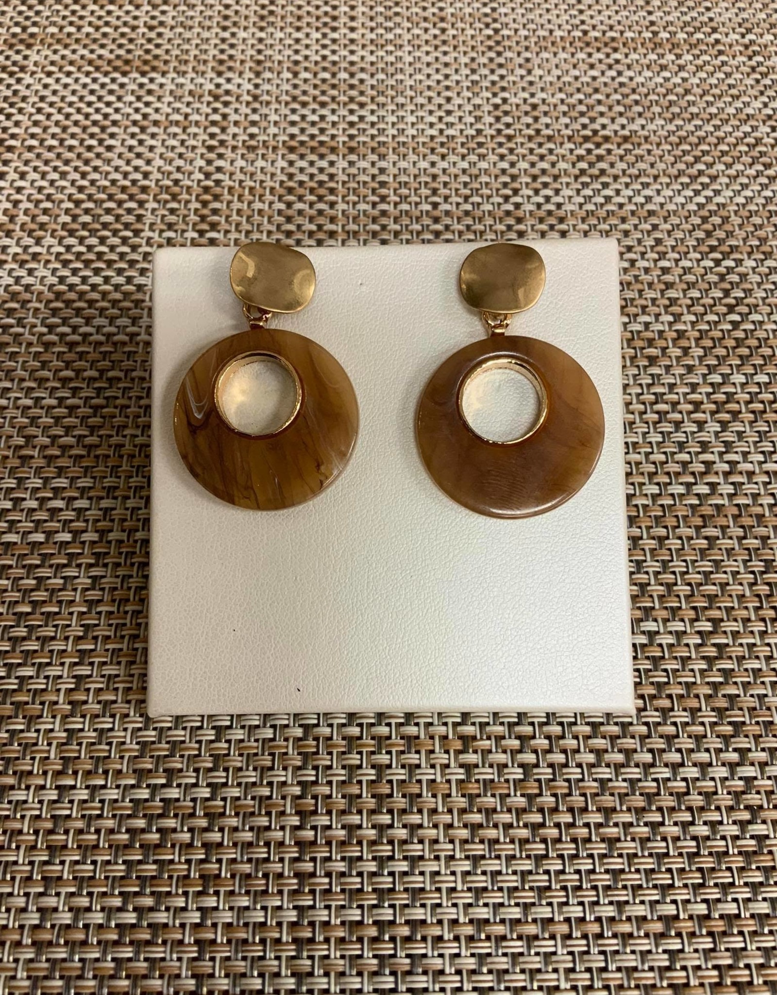 Earring Gold/Amber Small Circle