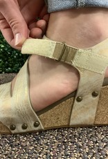 Corkys Footwear Metallic Gold Strap Wedge Sandals
