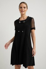 Joseph Ribkoff Black Short Sleeve Dress w/Mesh Detail