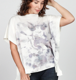 - Lilac Watercolor Print Boxy Sweater Top
