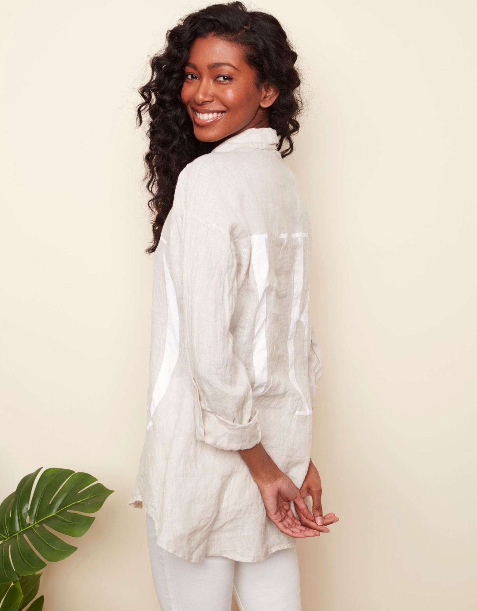 Charlie B Natural LOVE Linen Button-Up Tunic