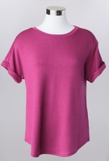 - Cranberry Rolled Short Sleeve Roundneck Top