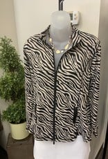 Lulu B Black/Tan Zebra Print Zip-Up Jacket