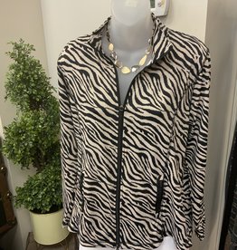 Lulu B Black/Tan Zebra Print Zip-Up Jacket