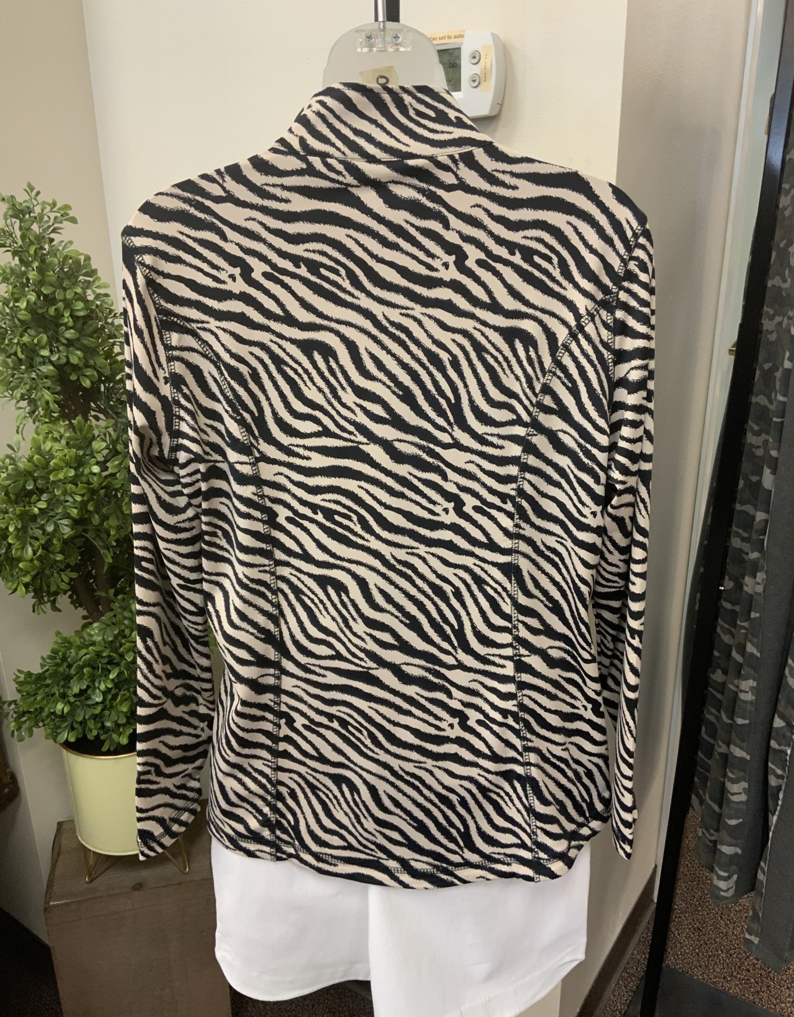 Lulu B Black/Tan Zebra Print Zip-Up Jacket