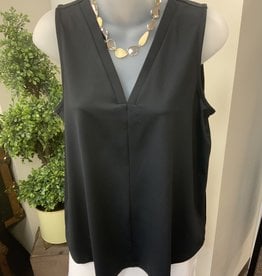 Lulu B Lulu B SPX5080S Black V-Neck Tank w/Center Seam Top