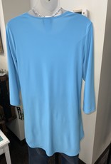 - Solid Turquoise 3/4 Sleeve Top w/Scoop Hem
