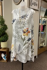 - White Floral Printed Sleeveless Dress