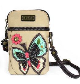 Chala Handbags Ivory Butterfly Cellphone Convertible Crossbody Bag