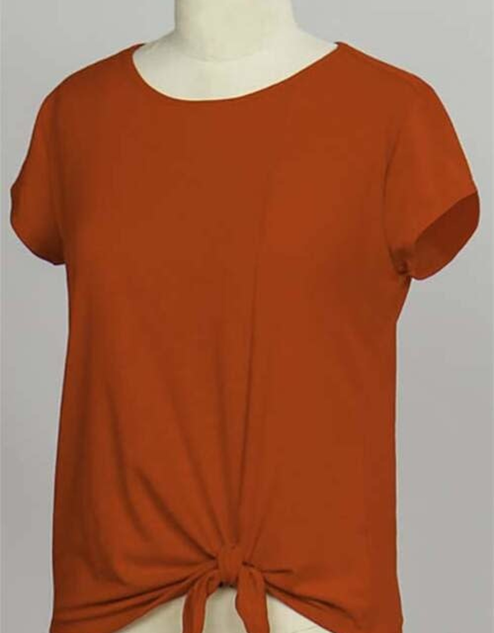 - Red Short Sleeve Line Textured w/Tie Front