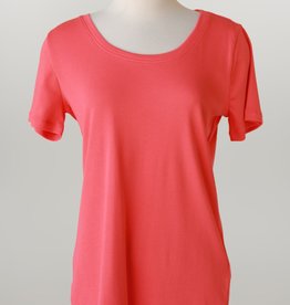 - Coral Roundneck Short Sleeve Top