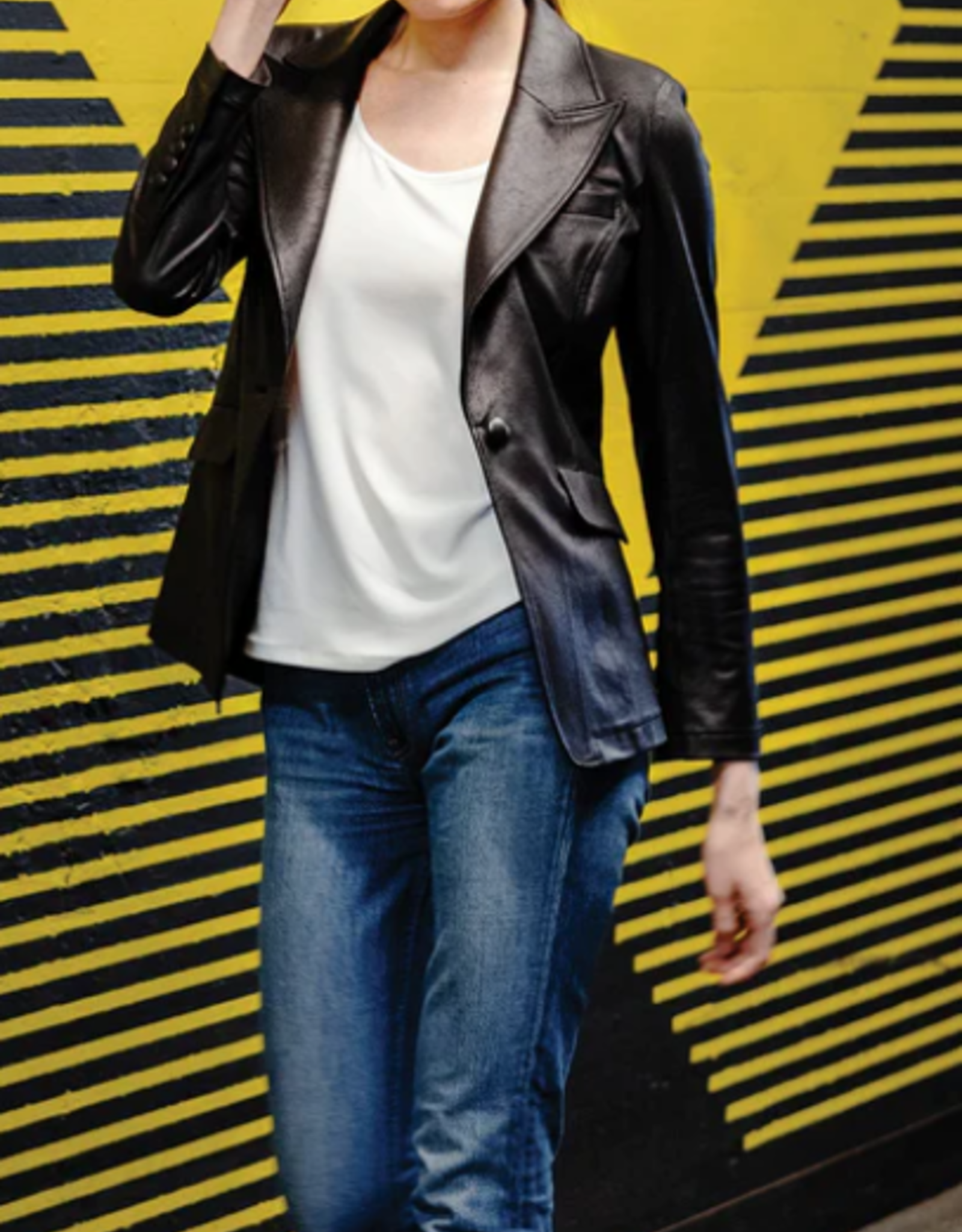 Clara Sunwoo Black Liquid Leather Blazer Jacket RB