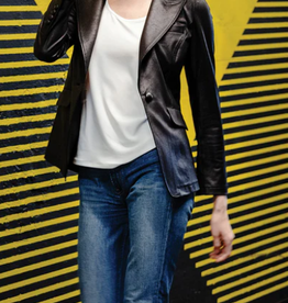Clara Sunwoo Black Liquid Leather Blazer Jacket