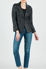 Clara Sunwoo Black Liquid Leather Blazer Jacket RB