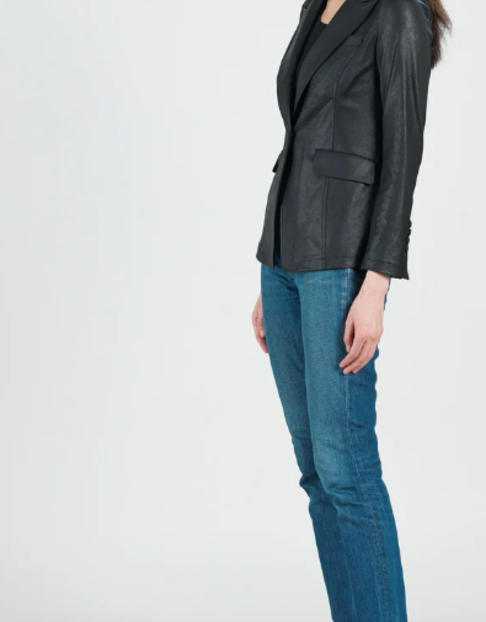 Clara Sunwoo Black Liquid Leather Blazer Jacket RB