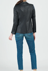 - Black Liquid Leather Blazer Jacket