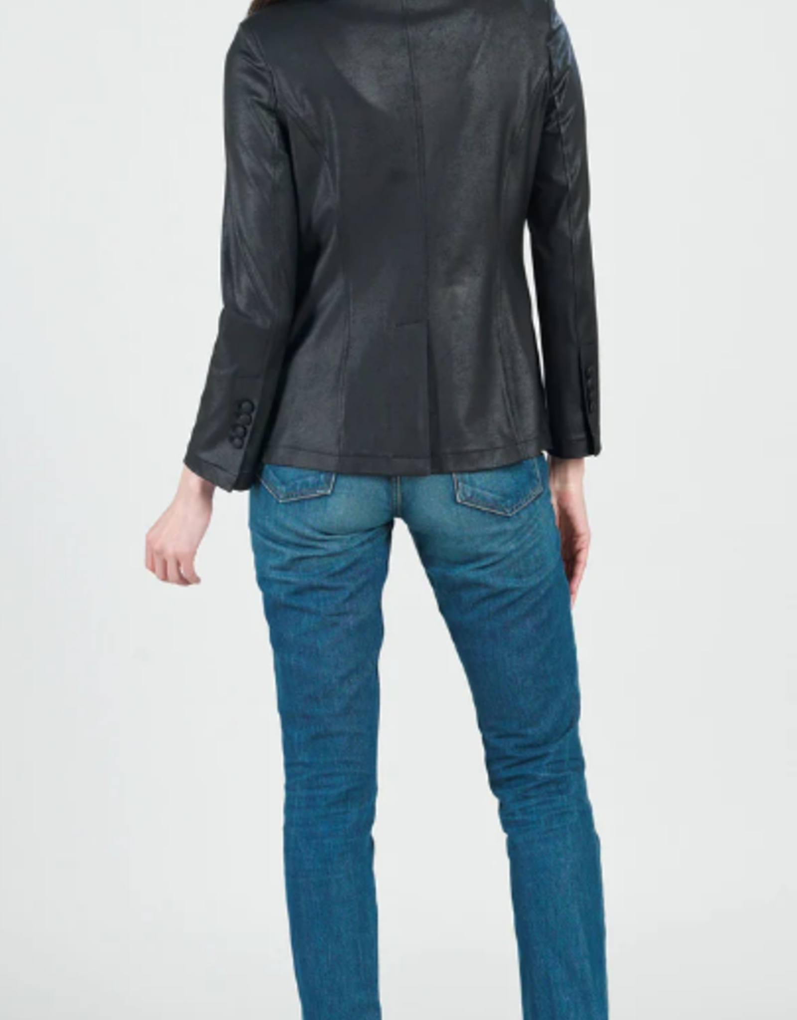 Clara Sunwoo Black Liquid Leather Blazer Jacket RB