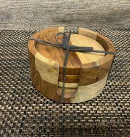 Wood Coaster Set of 4 w/ Holder