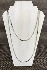 - Teal/Navy Beaded Long Necklace