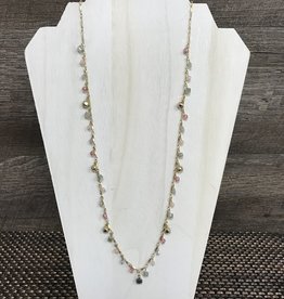 - Gold Multi Color Beads Long Necklace