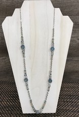 - Silver Blue Gems Long Necklace