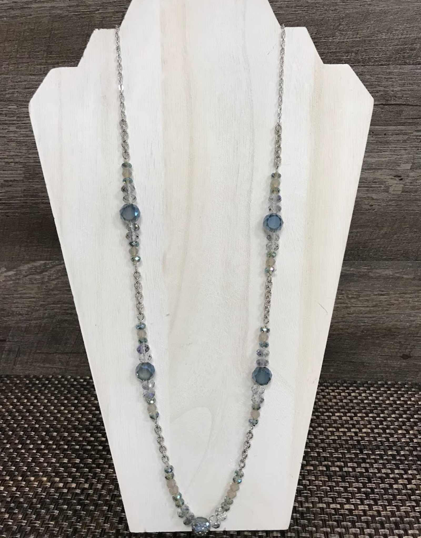 - Silver Blue Gems Long Necklace