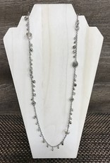 - Silver Long Necklace w/Grey Charms