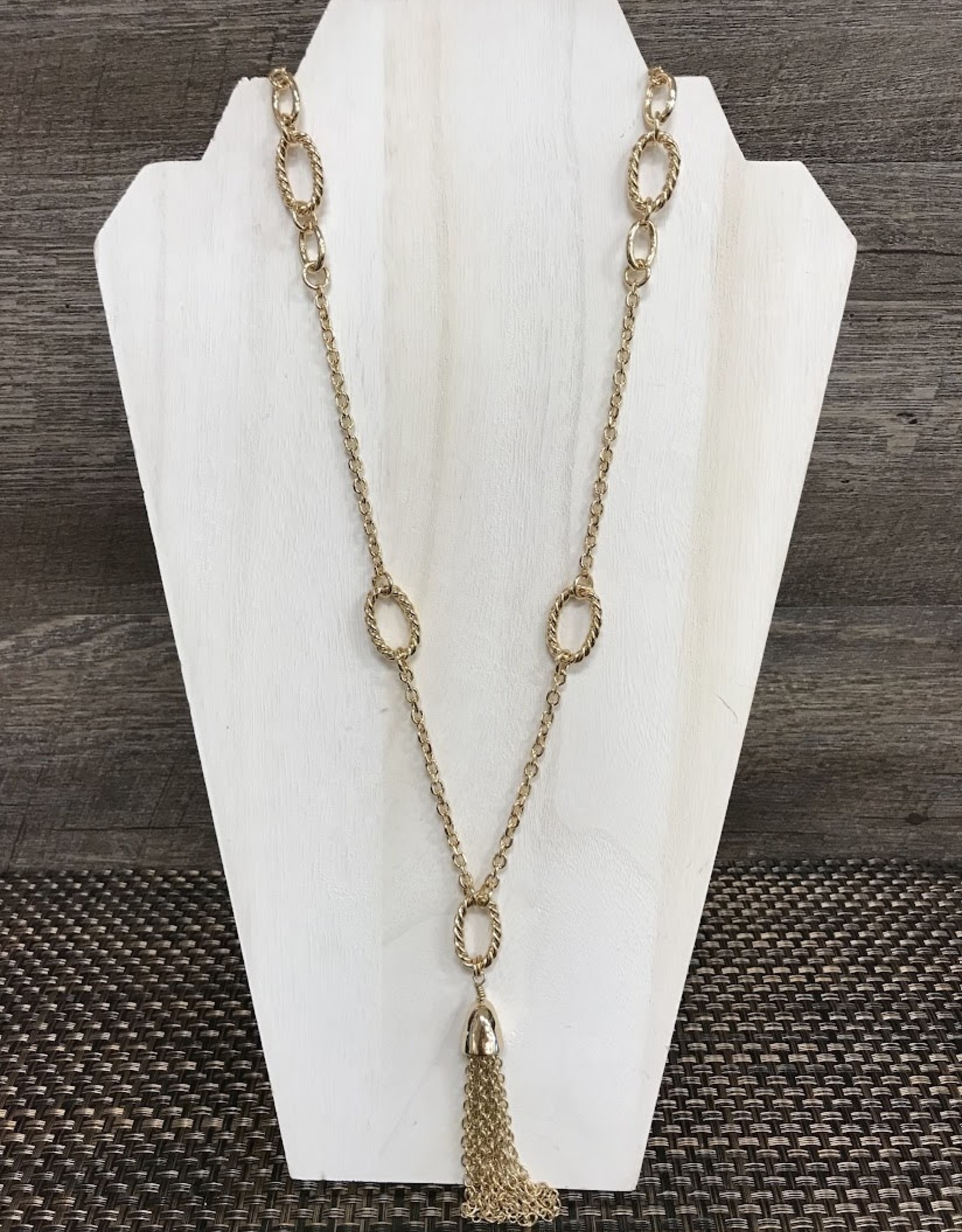- Gold Chain Long Necklace w/Tassel
