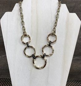 - Gold & Gun Metal Circle Link Short Necklace