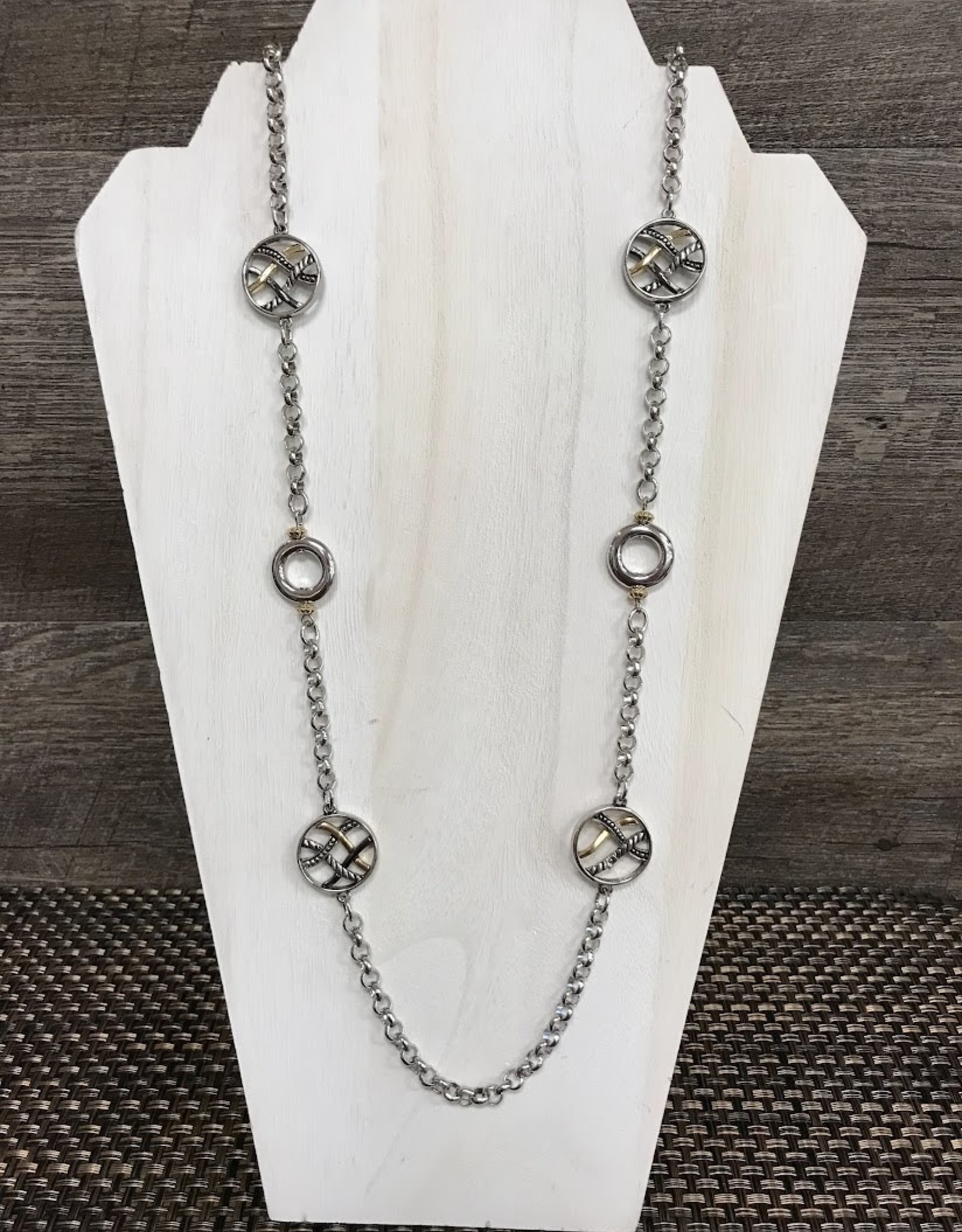 - Multi Metal Circles Long Necklace