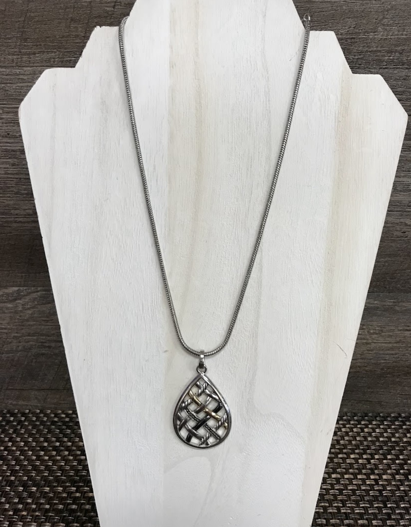 - Silver w/Multi Metal Design Pendant Necklace