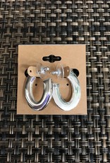 - Silver Oval Hoop Post Earring