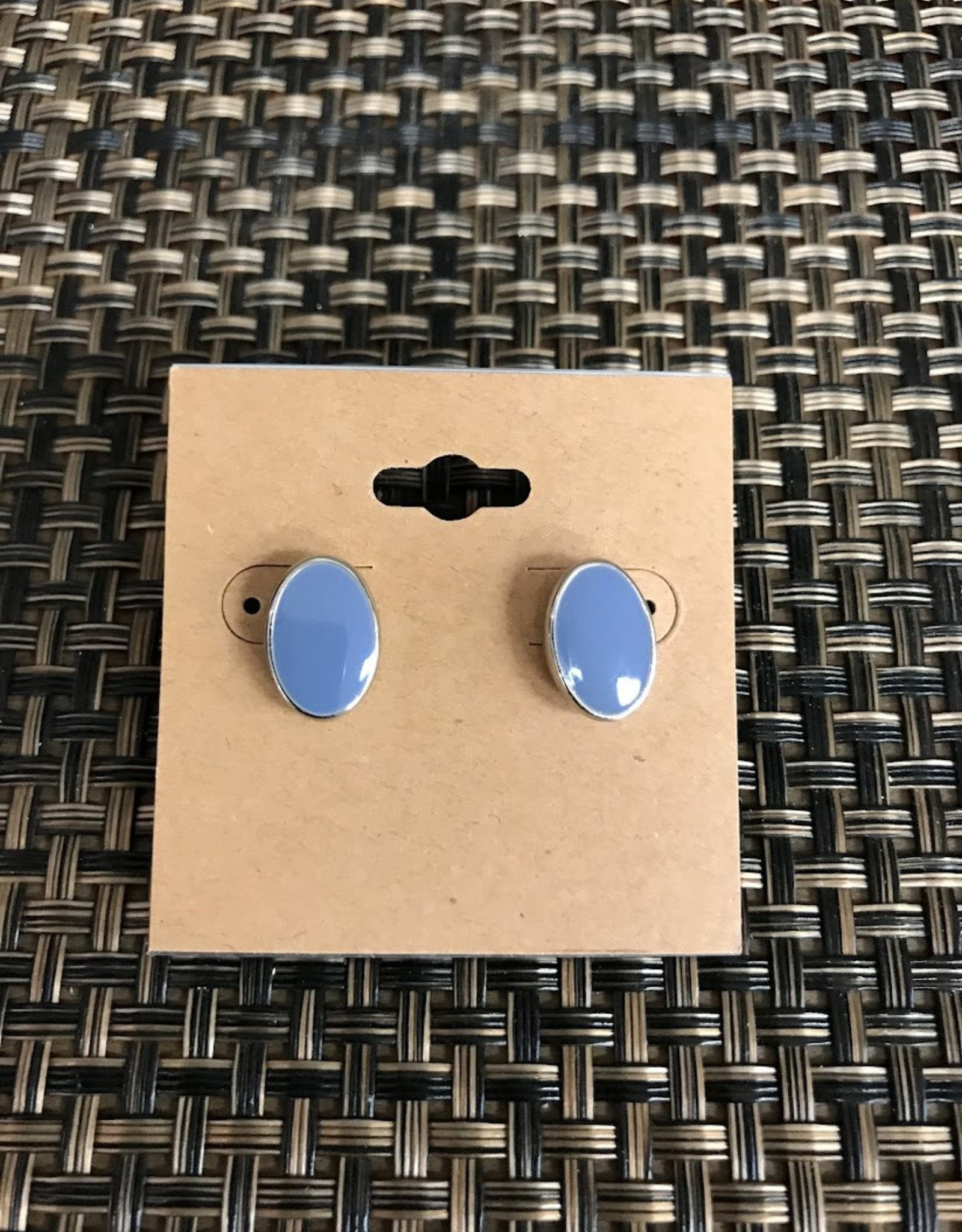 - Silver Trimmed Blue Oval Post Earring