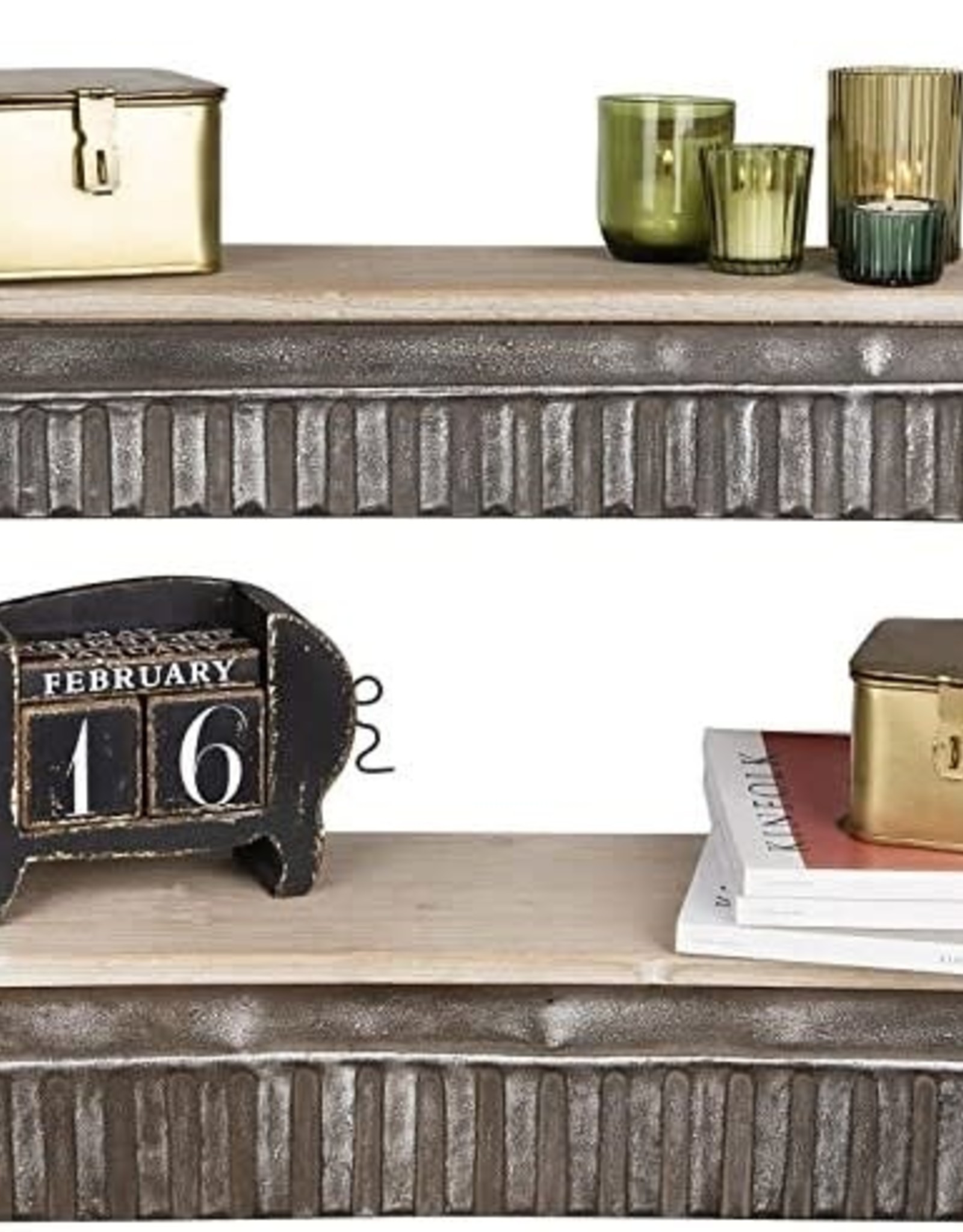 Galvanized / Wood Shelf Set of 2