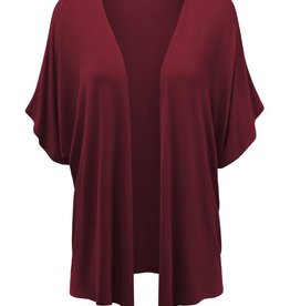 - Wine Short Sleeve Kimono Style Cardigan