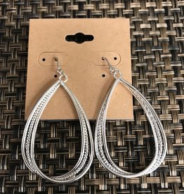 - Silver 3 Layer Teardrop Shape Wire Earring