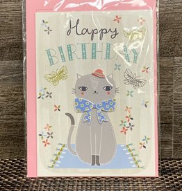 Sitting Pretty Kitty Happy Birthday Card