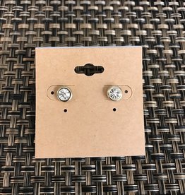 - Gold Trimmed Diamond Circle Post Earring