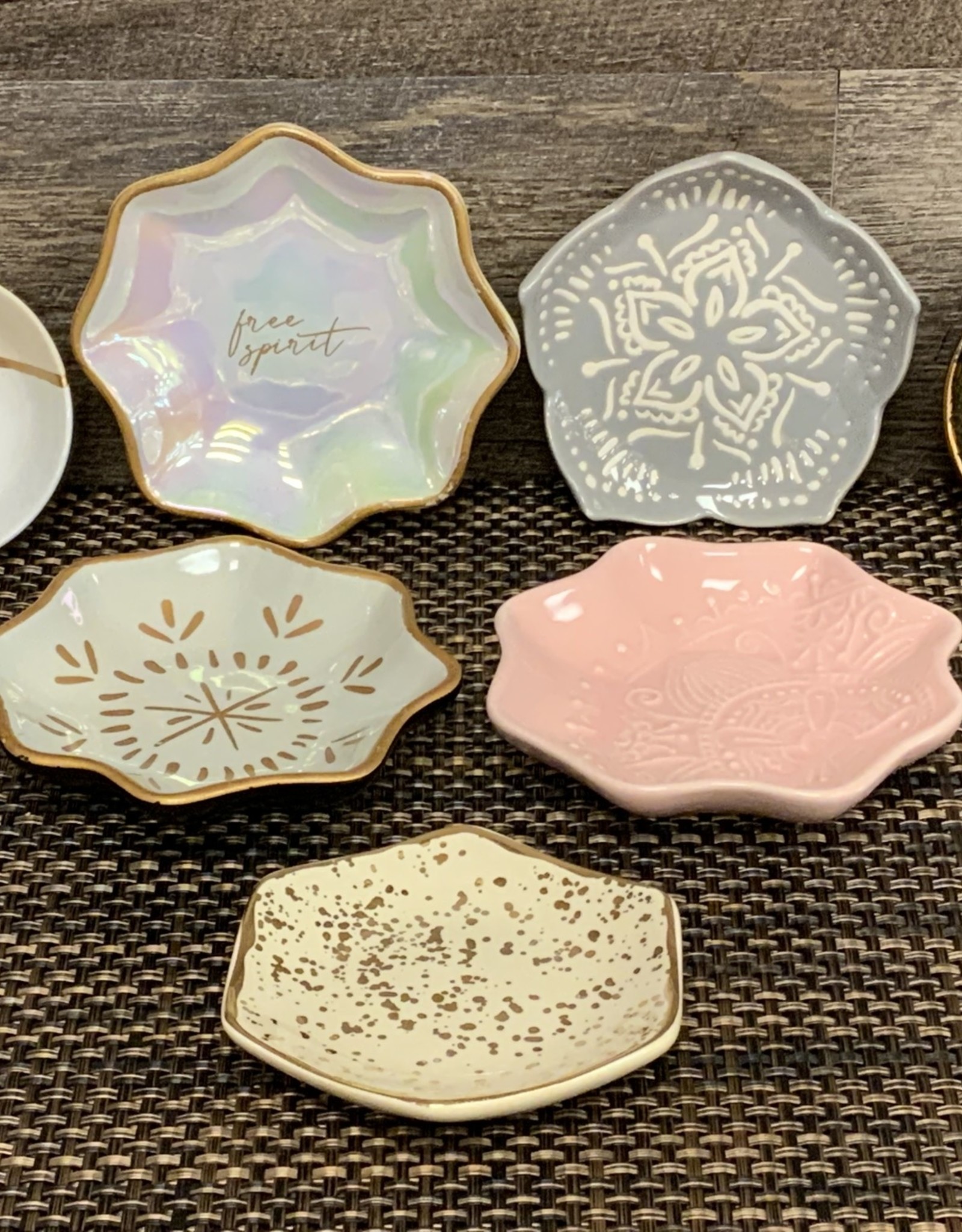 Gray Trinket Tray w/Cream Design