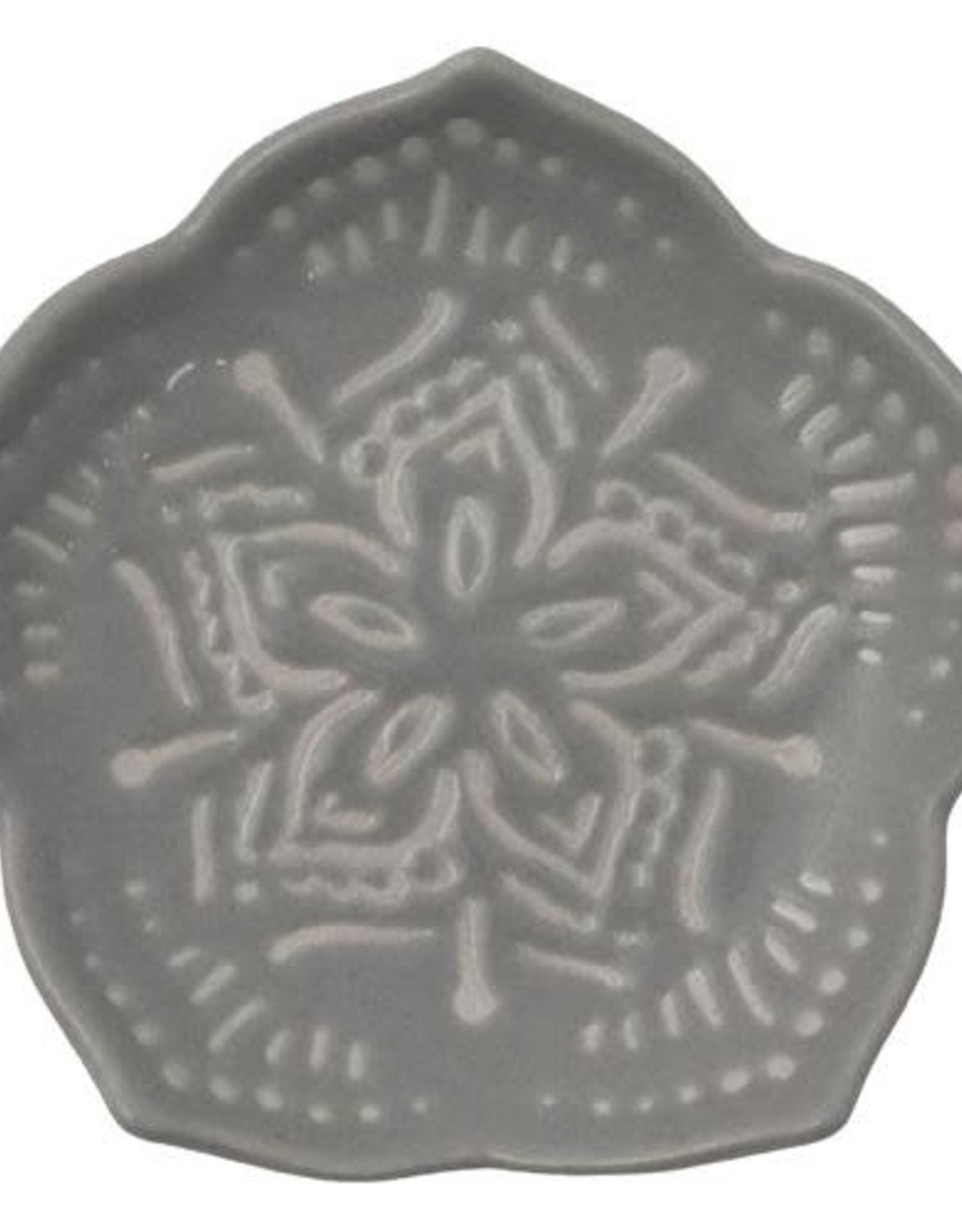 Gray Trinket Tray w/Cream Design