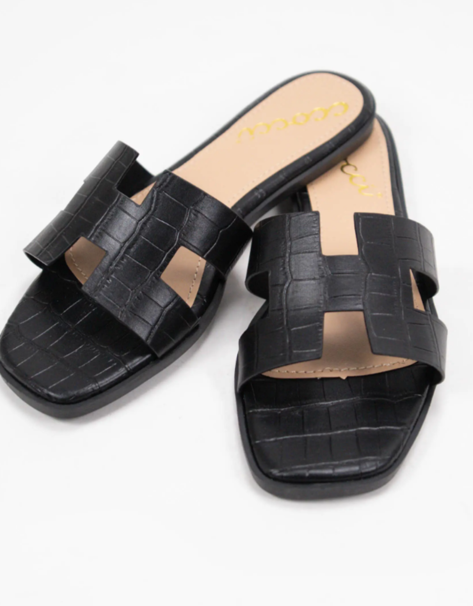 - Black Crocodile Slide Sandal