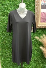 Lulu B Solid Black Elbow Sleeve Dress