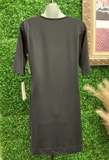 Lulu B Solid Black Elbow Sleeve Dress