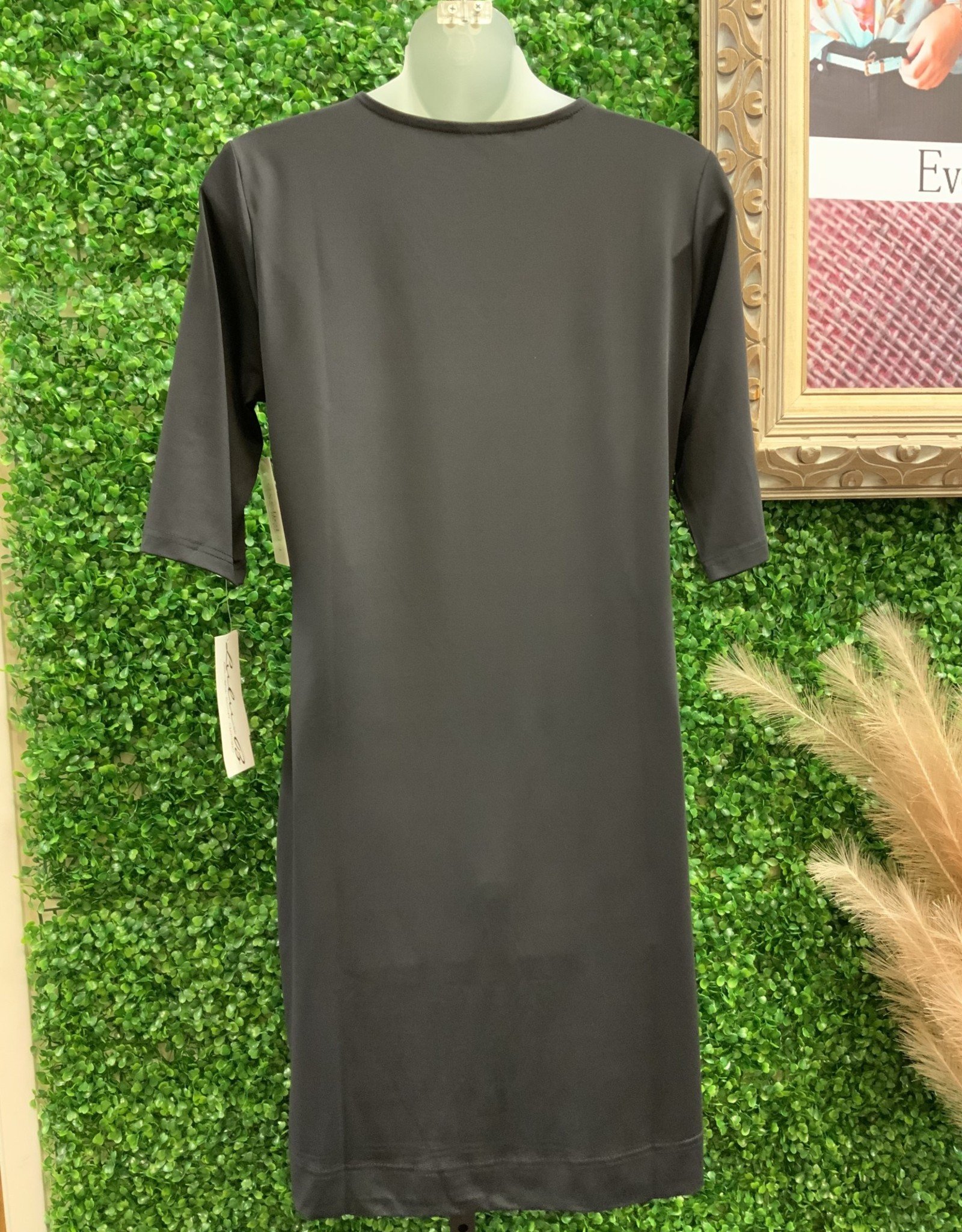 Lulu B Solid Black Elbow Sleeve Dress