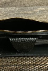 - Black Croc Wristlet Wallet w/Front Snap
