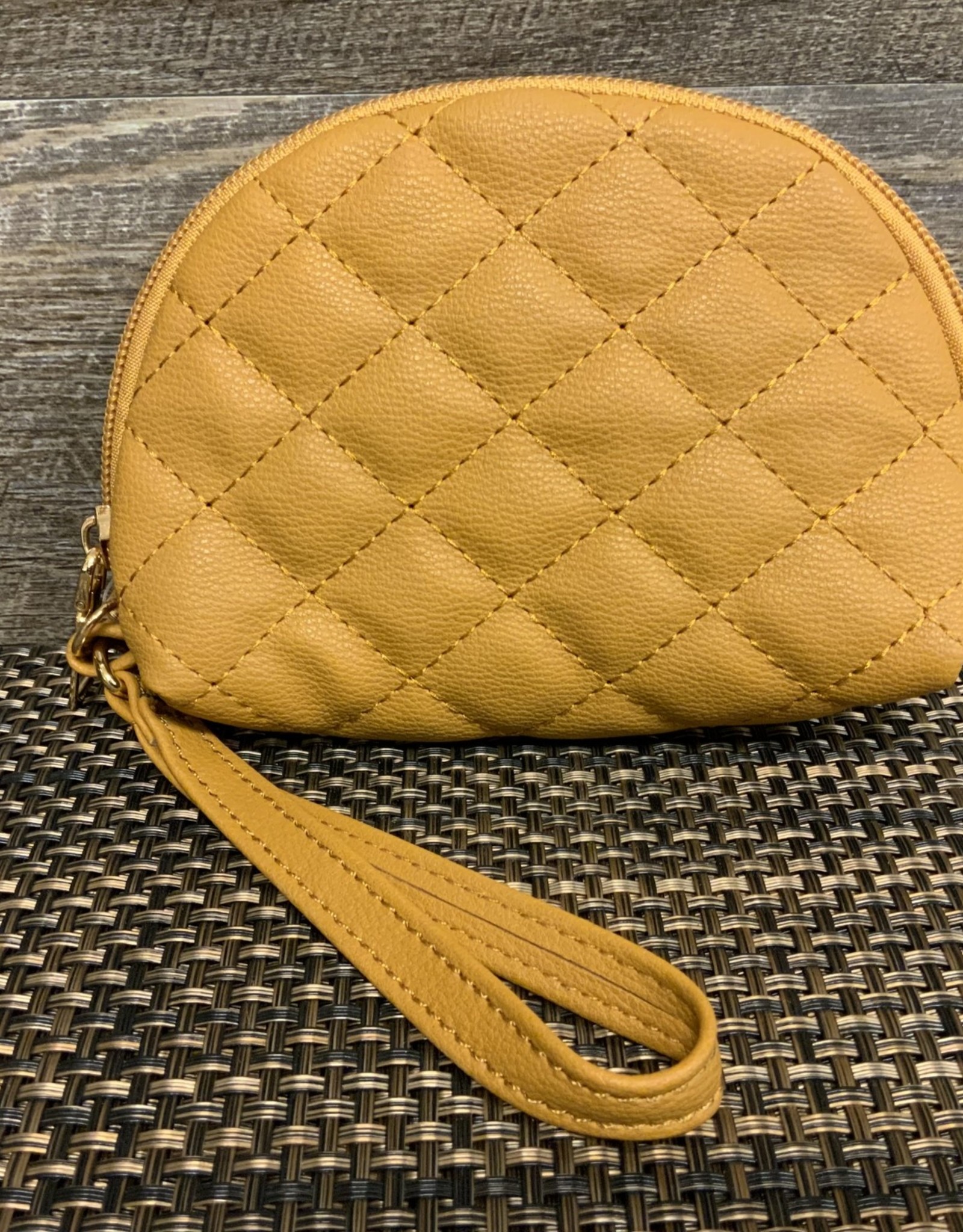 Mustard Gray Quilted Pouch