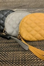 Mustard Gray Quilted Pouch