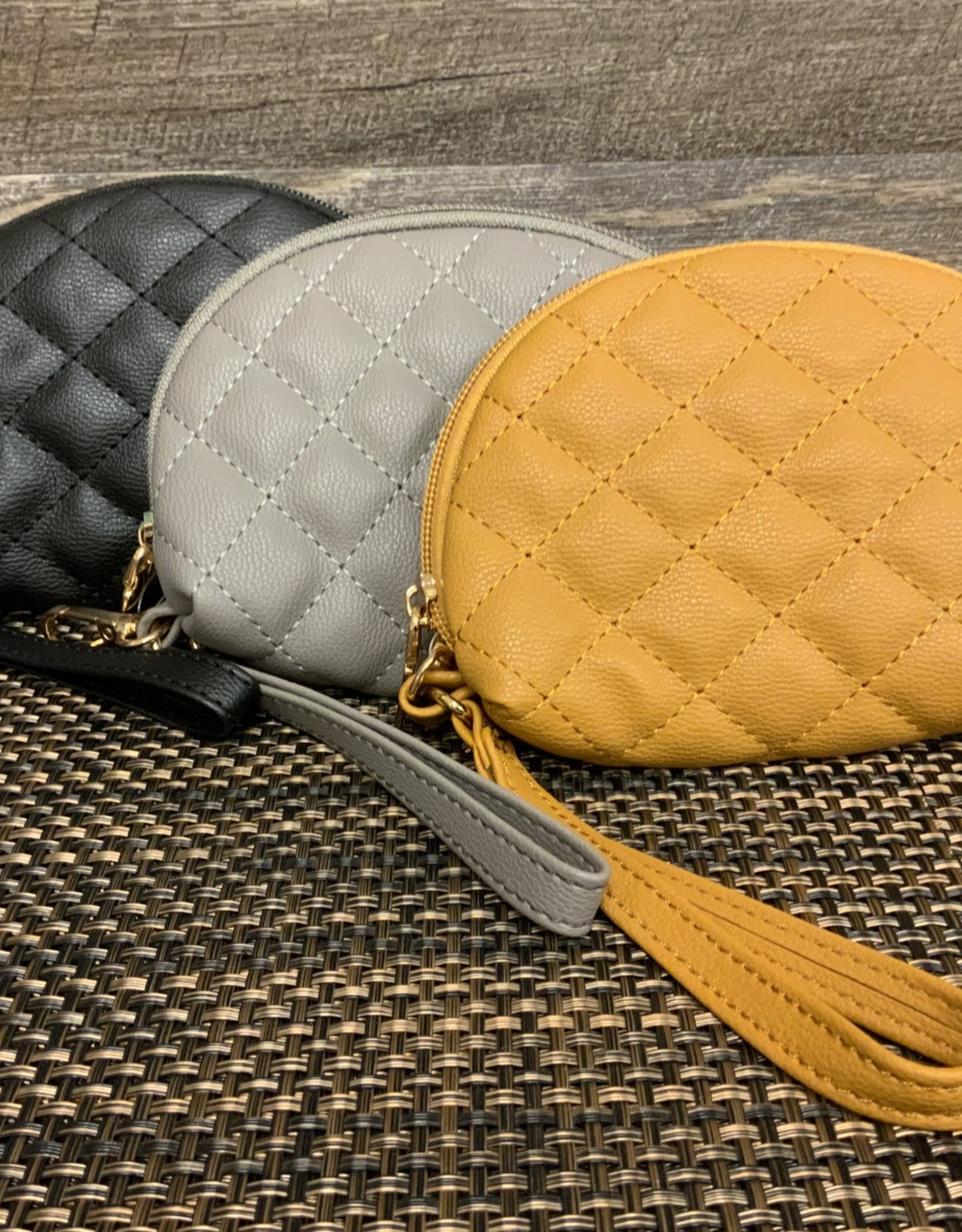 Mustard Gray Quilted Pouch